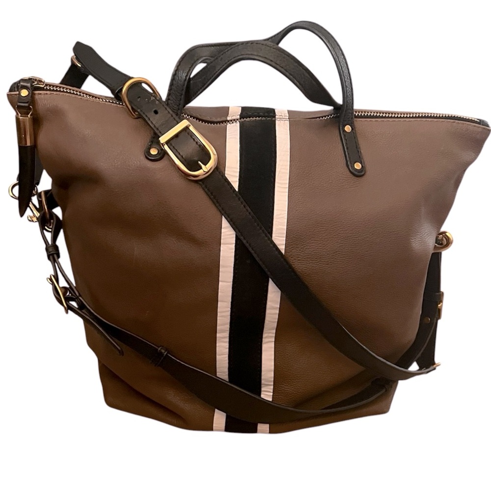 Kempton & Co Taupe Leather Morleigh Foldover Tote